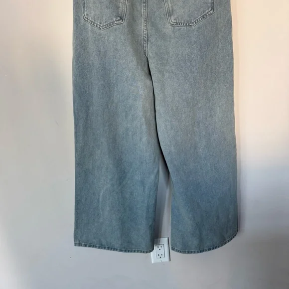 NWT Cider DOUBLE HIGH RISE SOLID BUTTON Wide Leg Jeans Light / Medium Wash - Picture 13 of 13